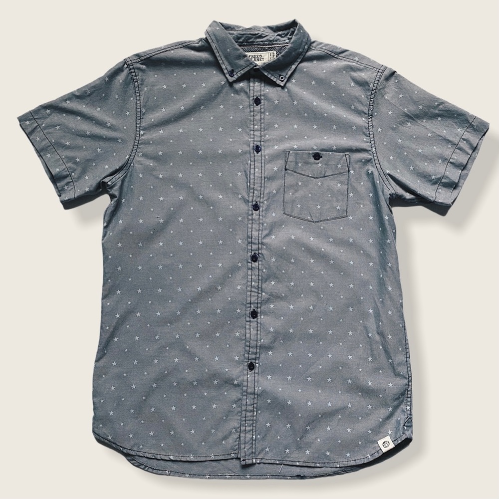 Free Planet Men's Short Sleeve Button Up Shirt